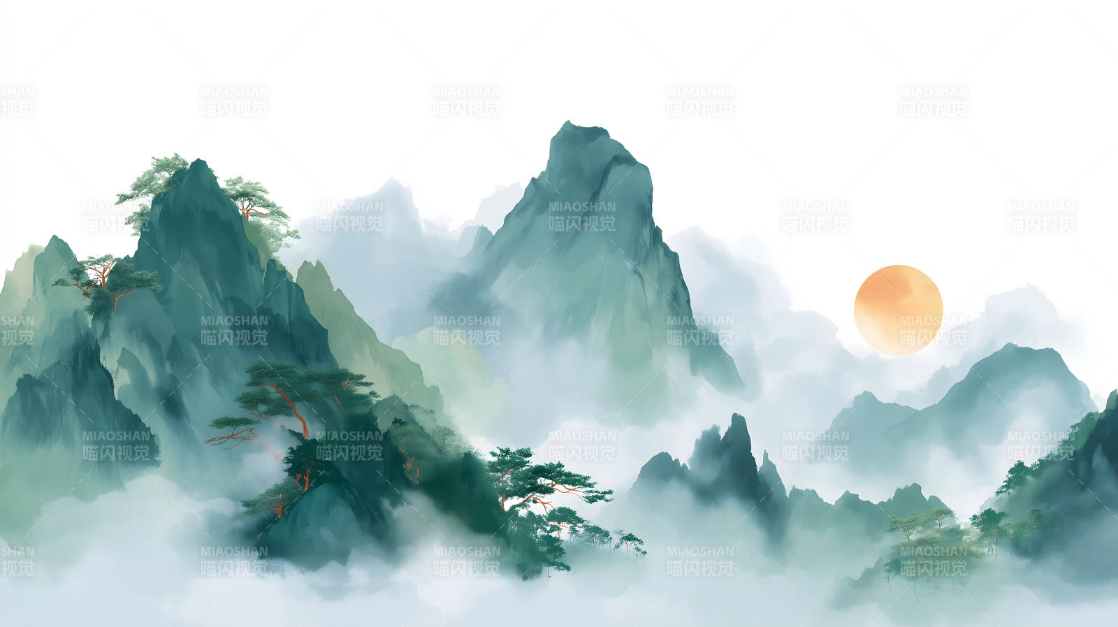 水墨山水畫意境深遠圖片