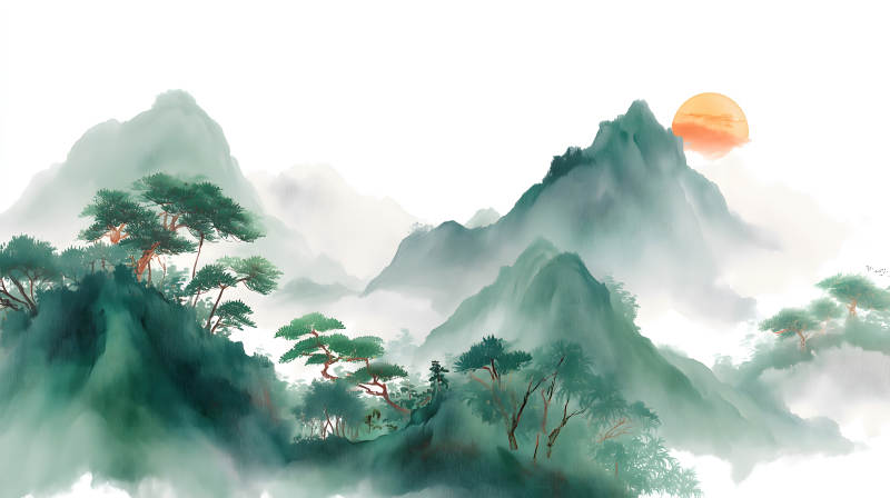 水墨山水画意境悠远-图片