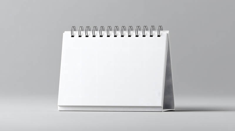 空白日历摆放于浅灰色背景上-图片