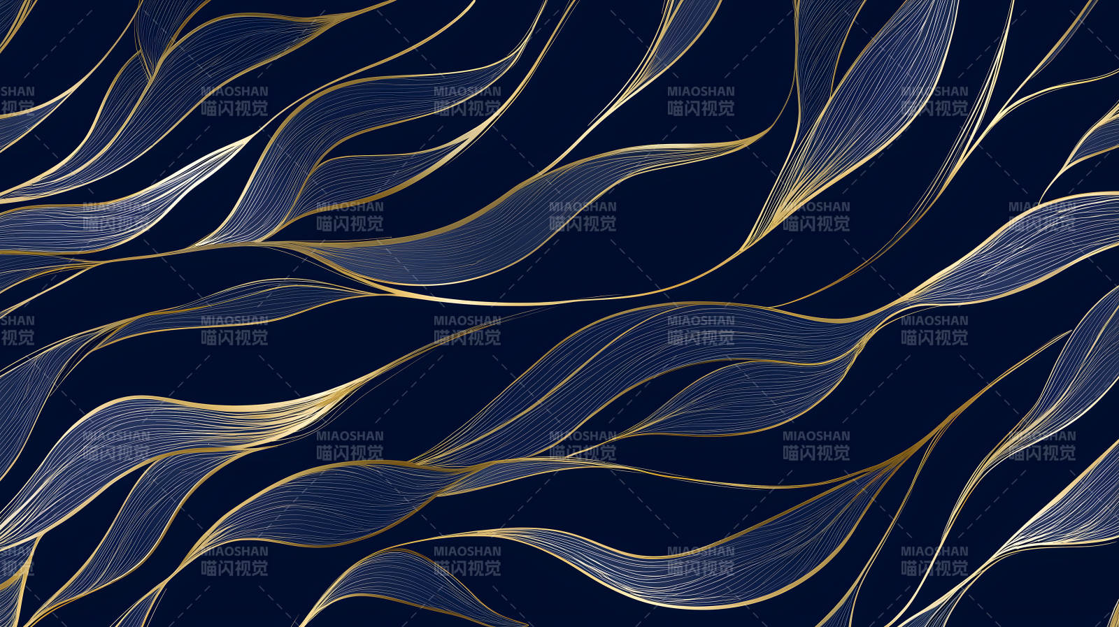 深蓝色底纹金色线条抽象图案-图片