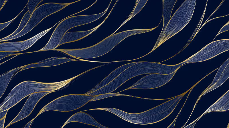 深蓝色底纹金色线条抽象图案-图片