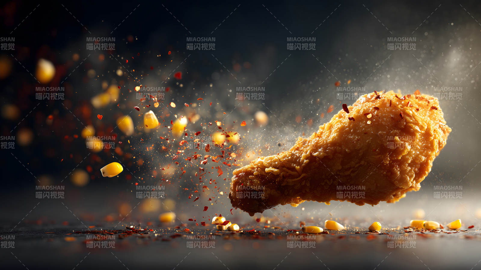 炸鸡美味飞溅瞬间-图片