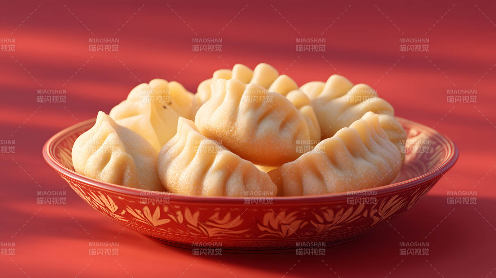 盘中饺子特写镜头-图片