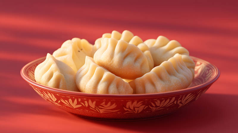 盘中饺子特写镜头-图片