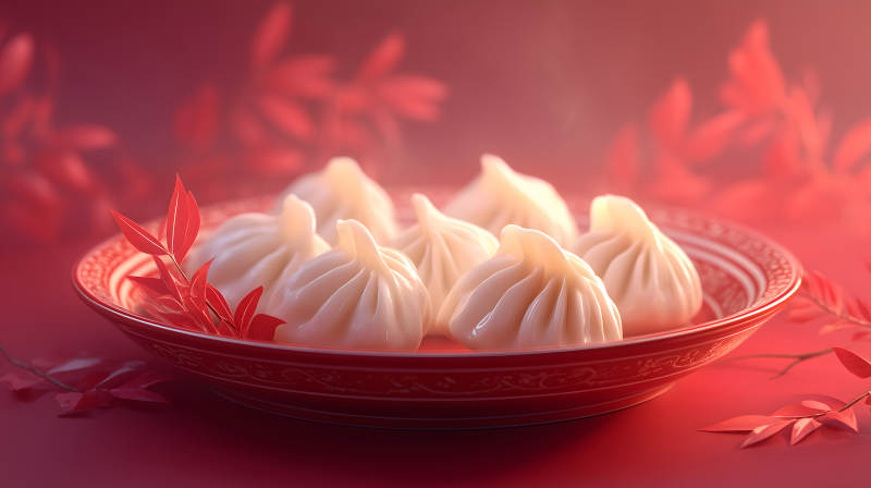 鲜美饺子喜庆氛围-图片