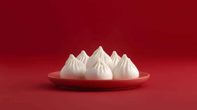 一盘精致的白胖包子-图片