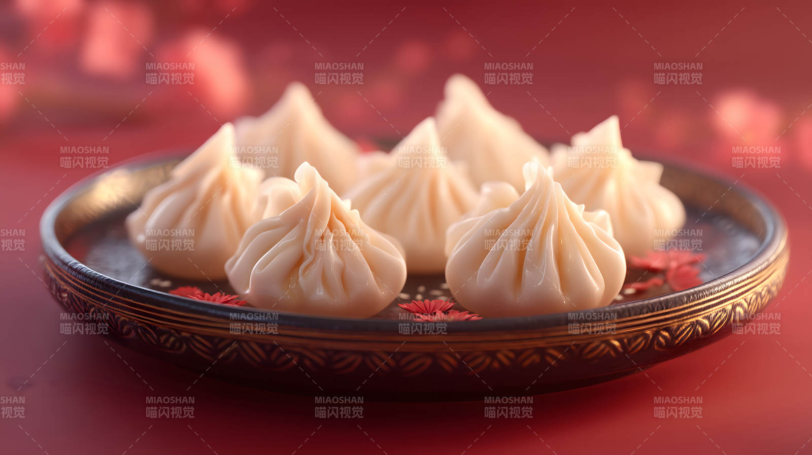 盘子里的美味饺子特写镜头-图片