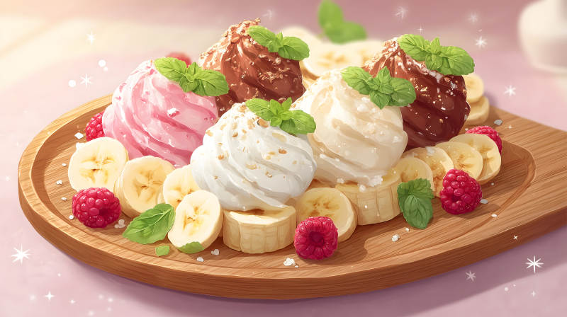 美味的冰淇淋甜点-图片