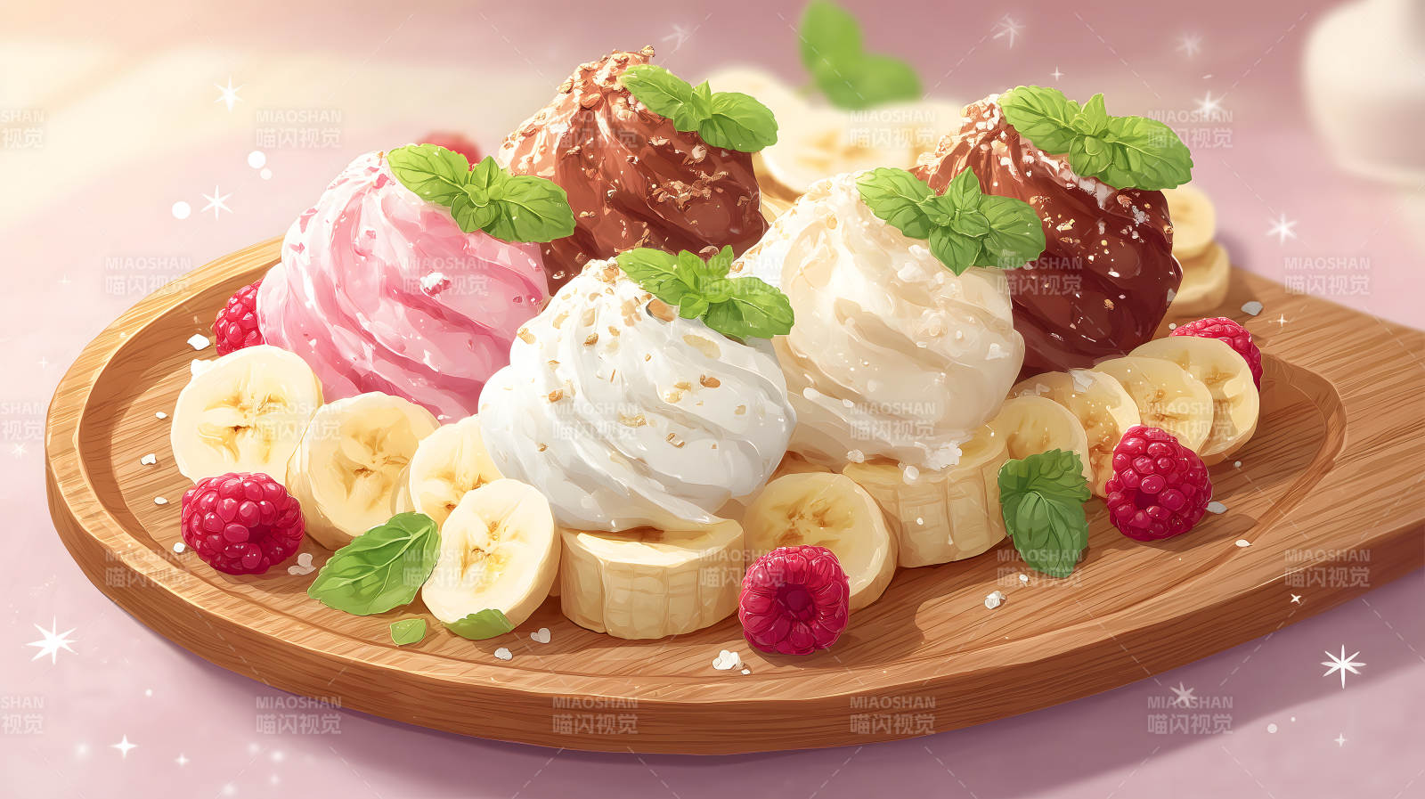 美味的冰淇淋甜点-图片