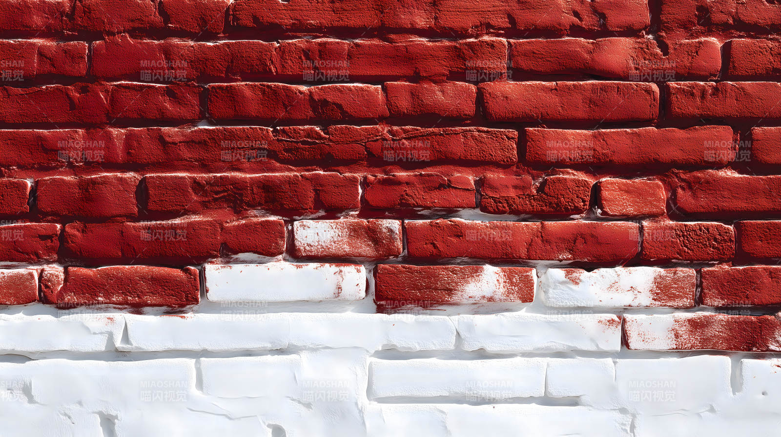 紅白磚墻紋理質感豐富視覺效果-圖片