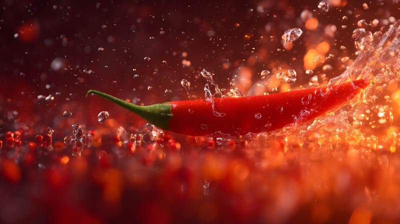 辣椒被水冲刷的特写-图片