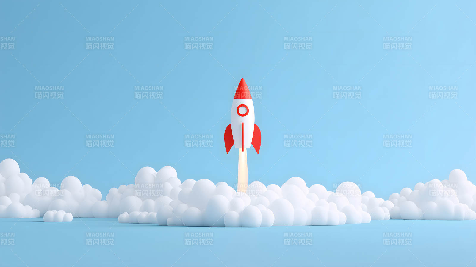 火箭發(fā)射升空藍(lán)天白云背景-圖片