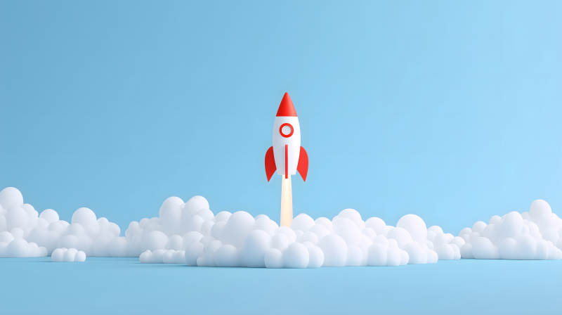 火箭發(fā)射升空藍(lán)天白云背景-圖片