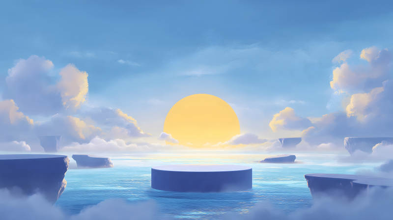 海上平臺(tái)陽(yáng)光照耀奇幻天空-圖片