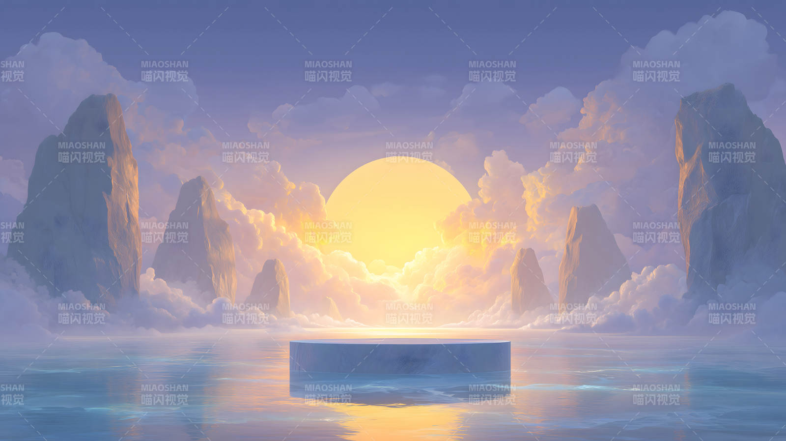 仙境风景日落舞台呈现-图片