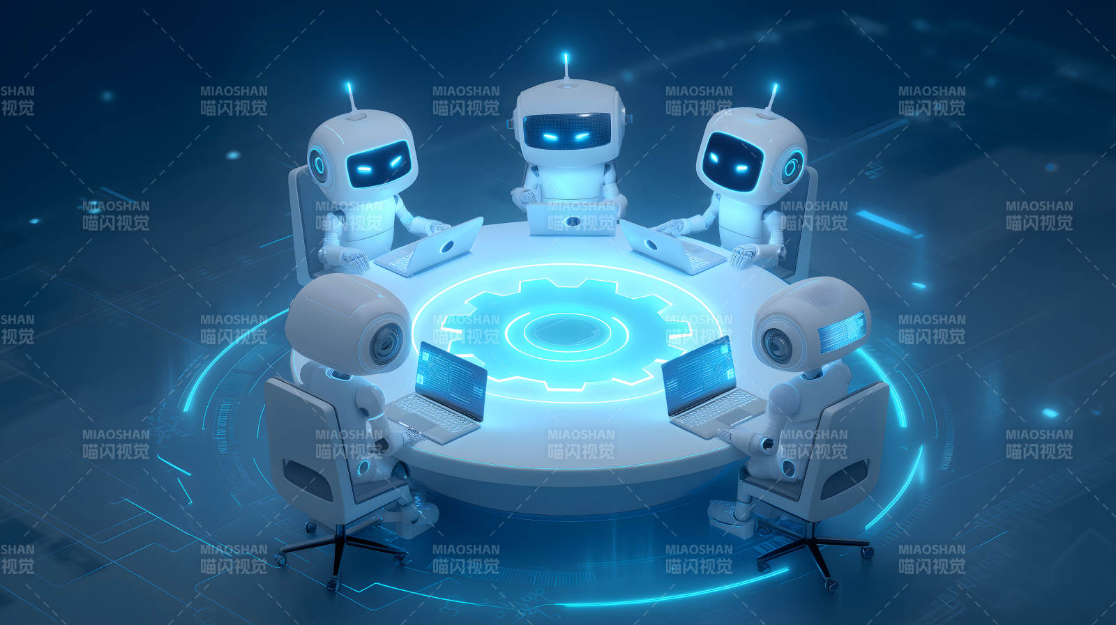 机器人开会讨论科技创新-图片