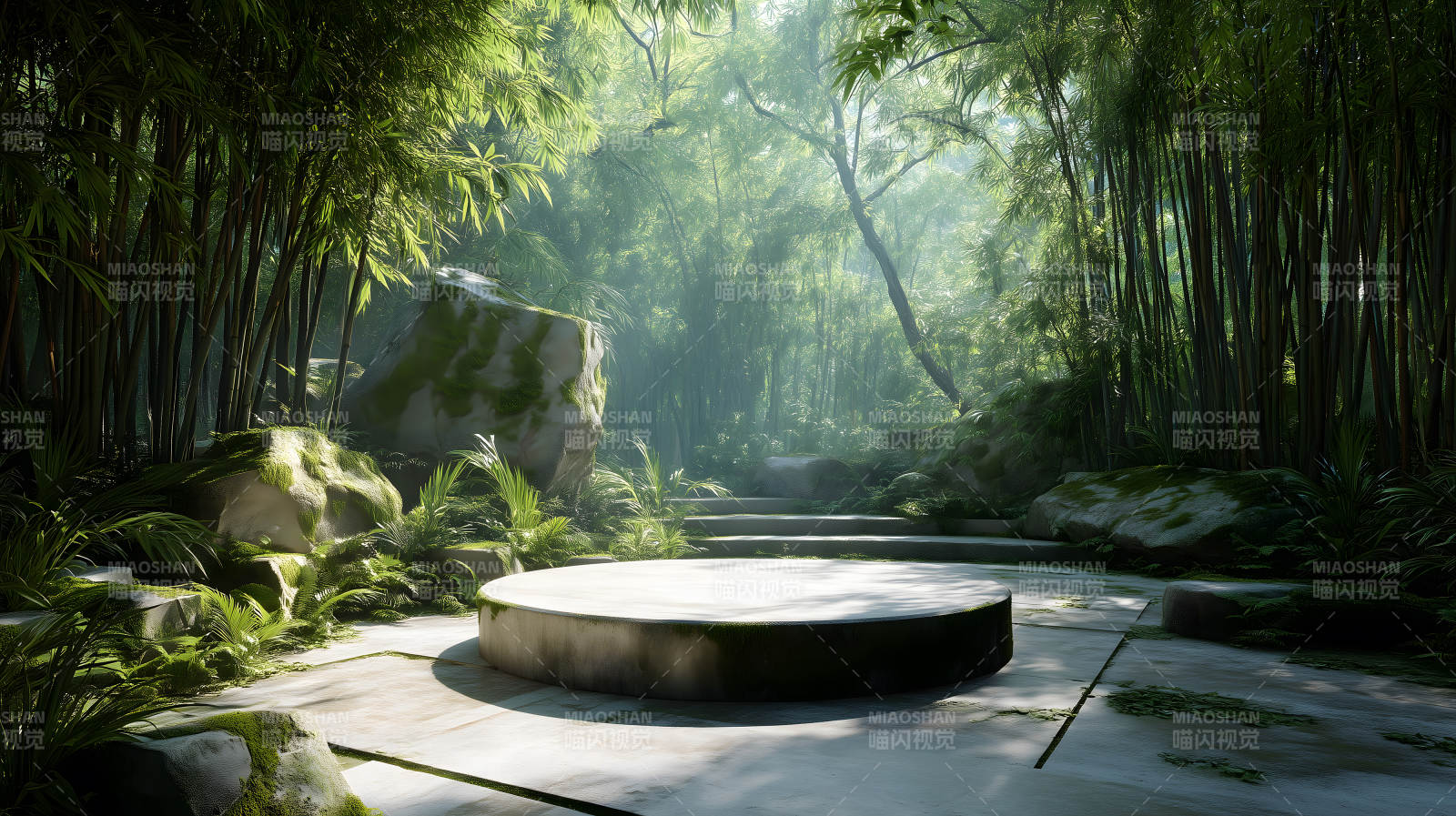 竹林中的靜謐空間平臺-圖片