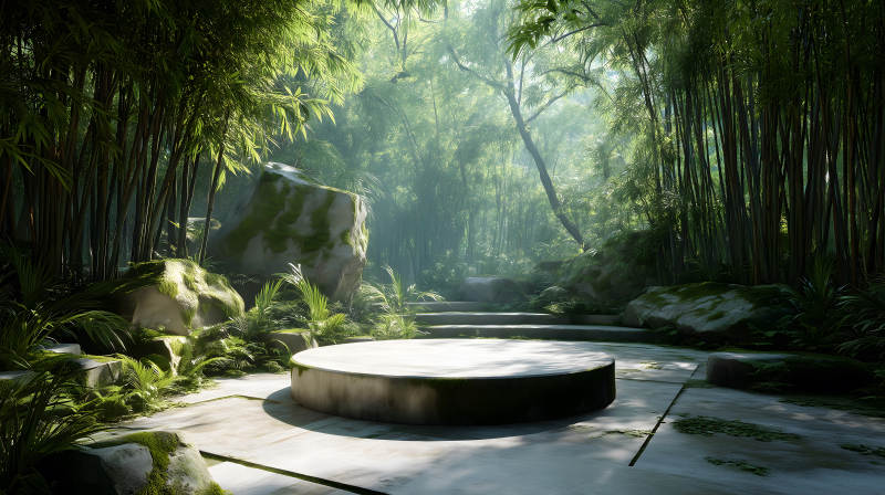 竹林中的靜謐空間平臺(tái)-圖片