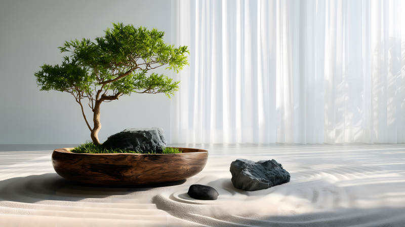 禅意盆景沙盘光影艺术-图片