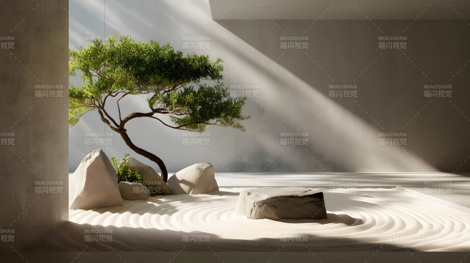 宁静禅意空间小树景观-图片