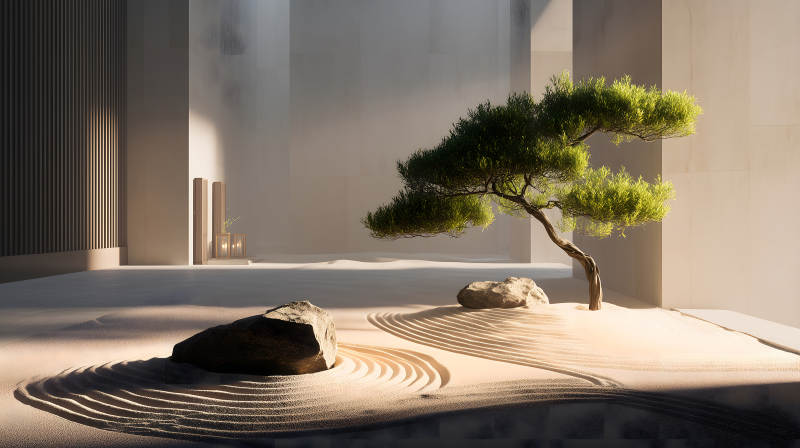 日式庭院沙石景觀設計-圖片