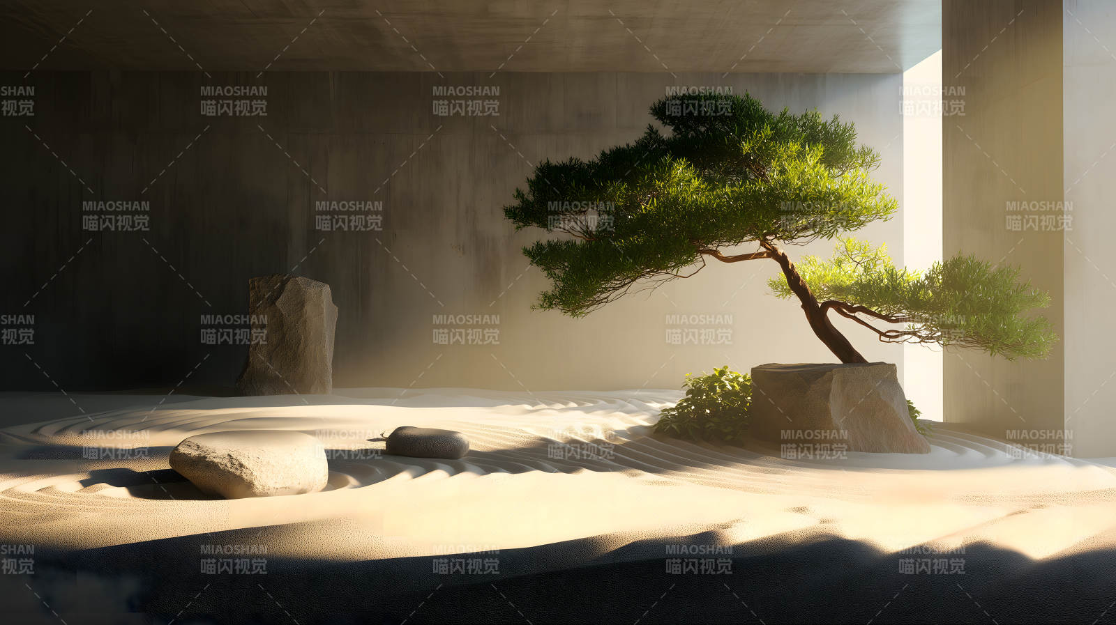 禅意花园的平静氛围-图片