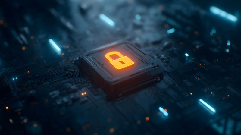 電路板上的安全鎖圖像-圖片