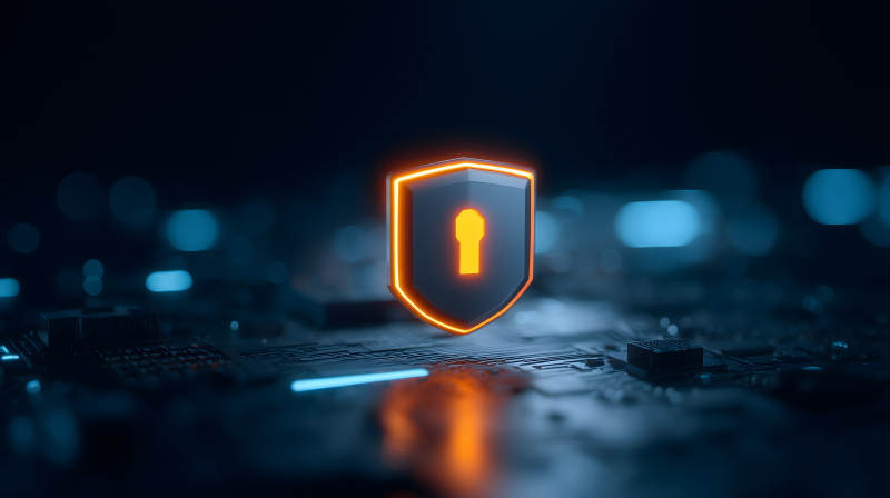 科技安全盾牌發光鎖孔設計-圖片