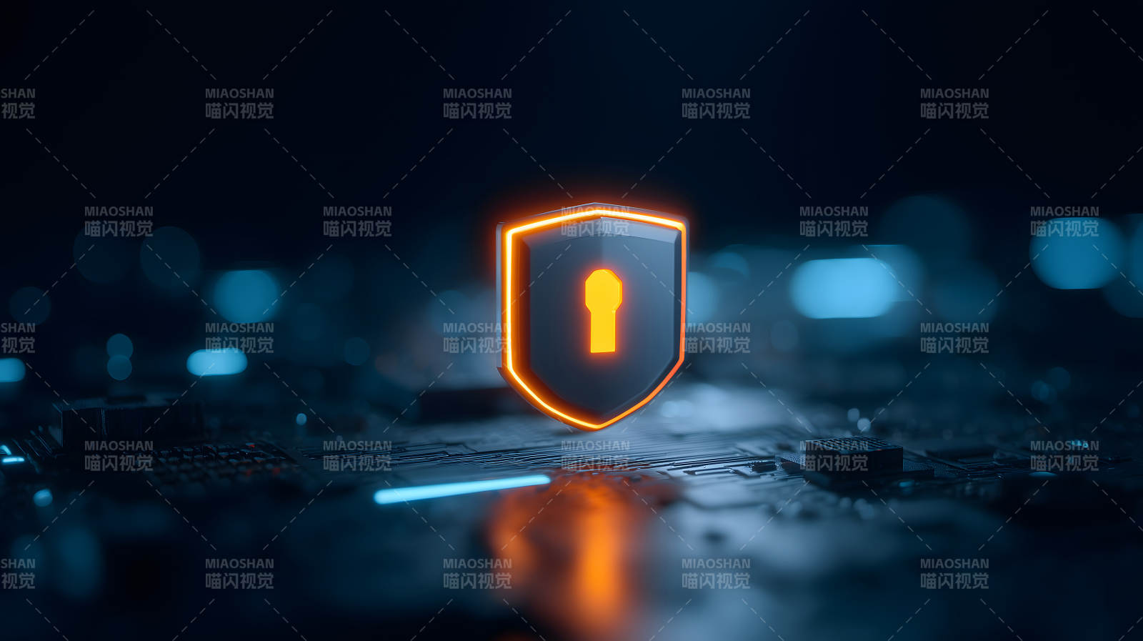 科技安全盾牌发光锁孔设计-图片