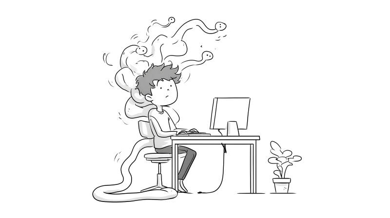 電腦工作下的焦慮狀態(tài)-圖片