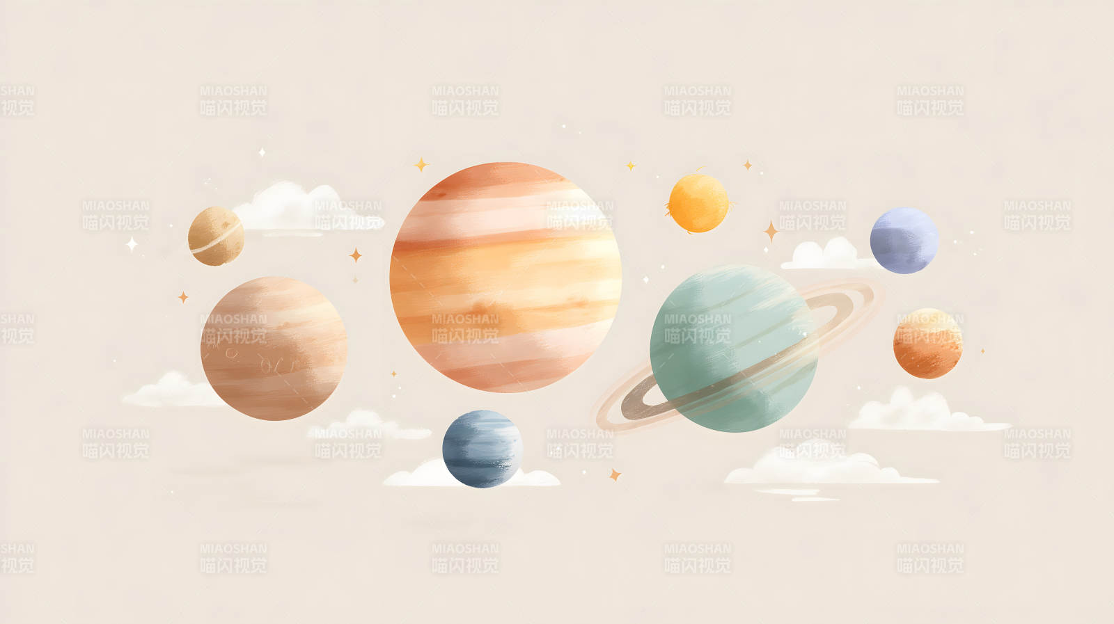 宇宙星球童话世界绘画-图片