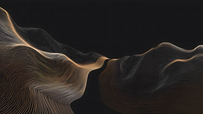 抽象山脈金色線條視覺效果-圖片