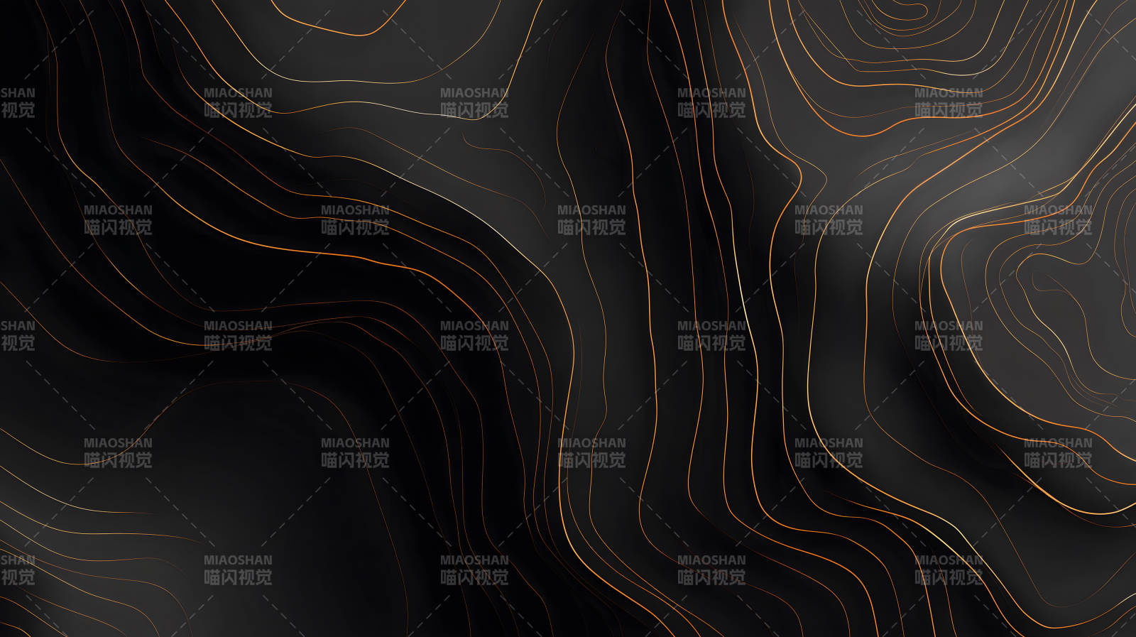 黑色背景金色线条的抽象艺术-图片