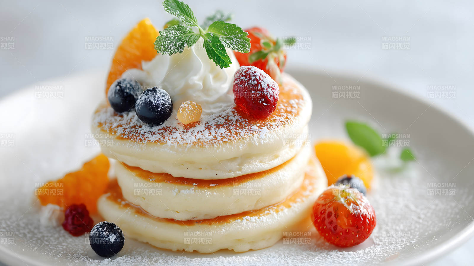 松饼配水果奶油-图片
