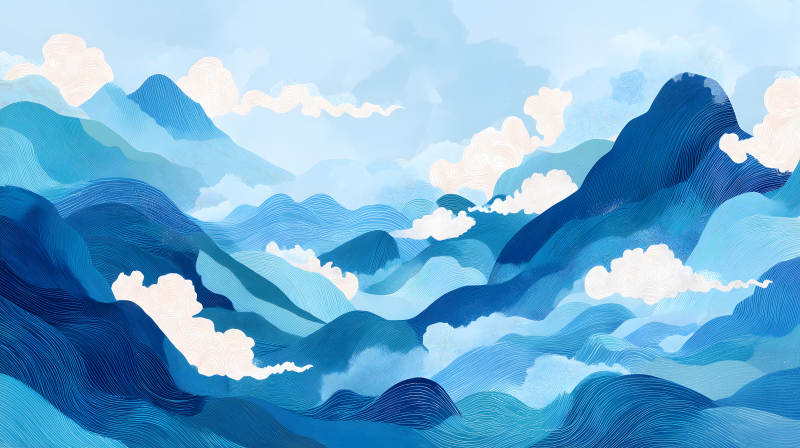 水墨山水風景畫清新唯美-圖片