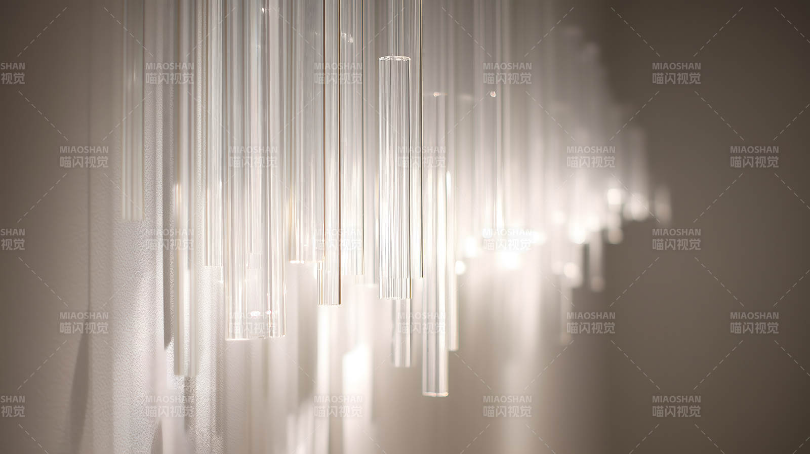 光影交錯透明玻璃管陣列圖片