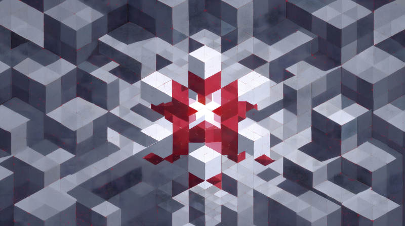 幾何圖形構(gòu)成抽象圖案紅色點(diǎn)綴-圖片