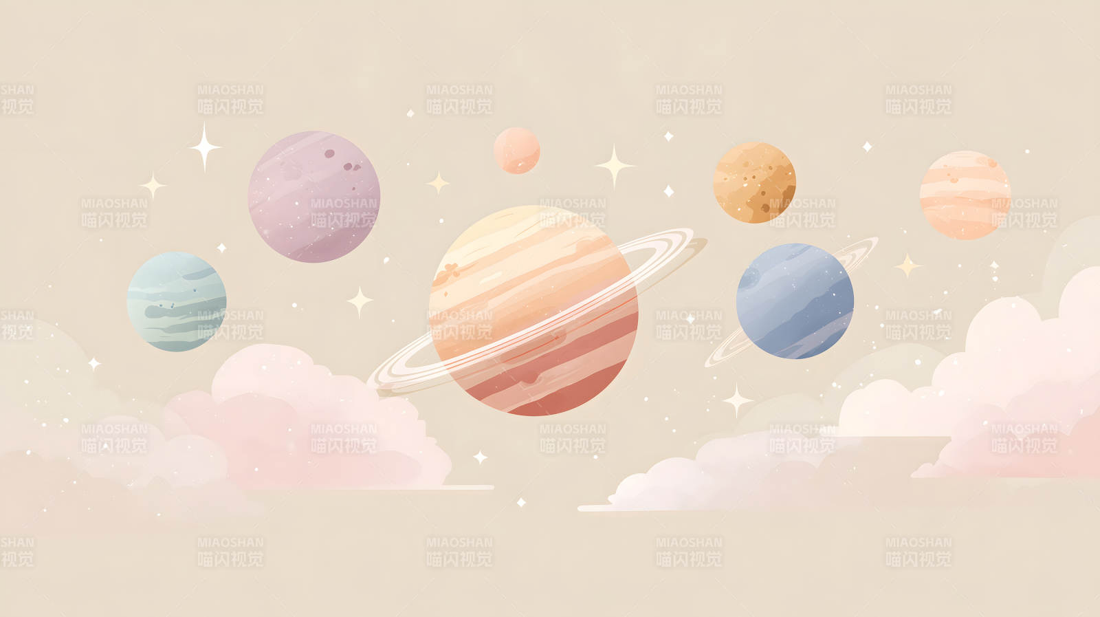 梦幻宇宙星球绘画装饰风格-图片