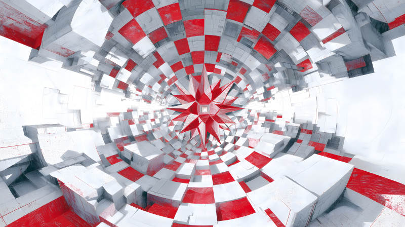 红色几何结构艺术图-图片