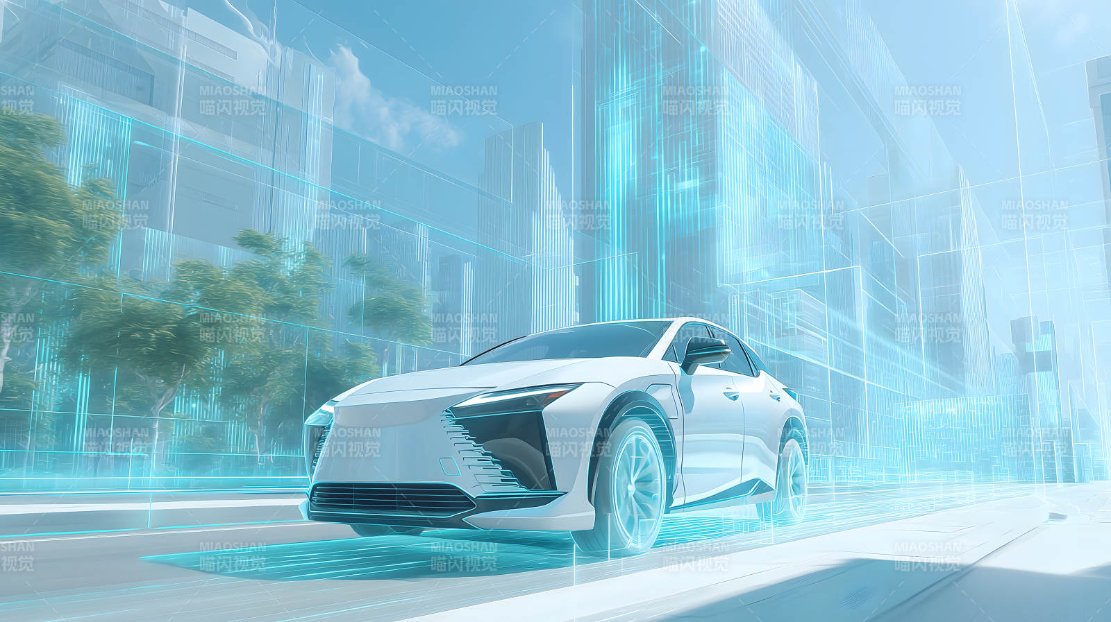 未来城市电动汽车行驶图景-图片
