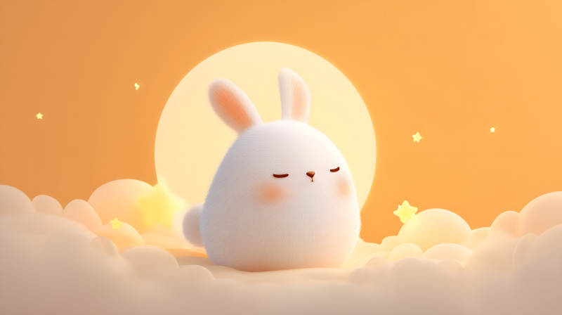 可愛兔子在月亮之上-圖片