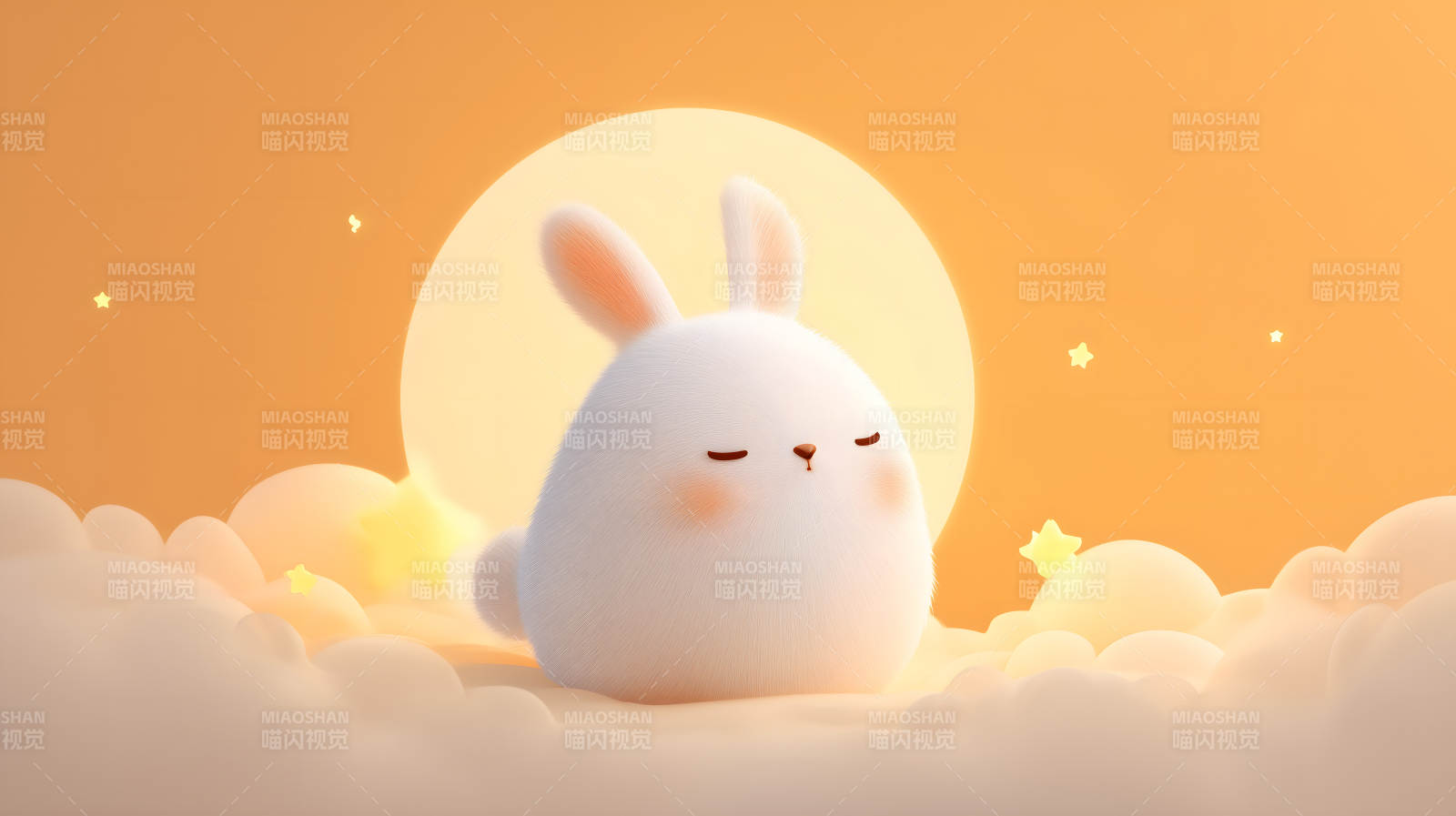 可愛(ài)兔子在月亮之上-圖片