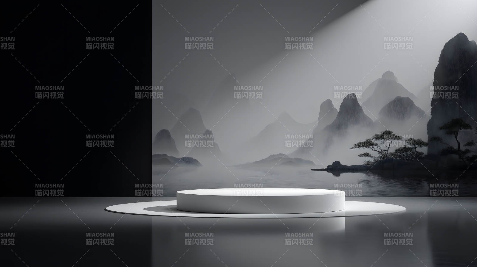 水墨意境下的产品展示台-图片