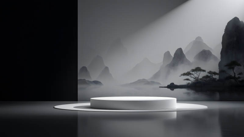 水墨意境下的產(chǎn)品展示臺-圖片