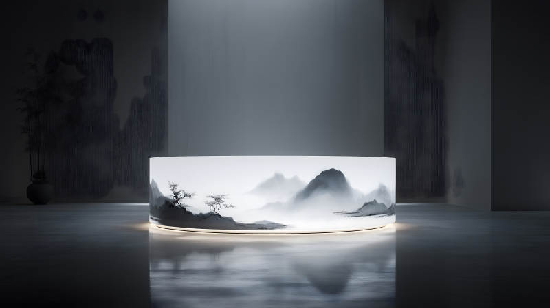 水墨山水畫燈光藝術(shù)-圖片