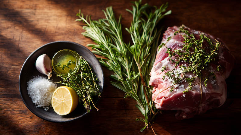 烤羊腿食材组合准备-图片