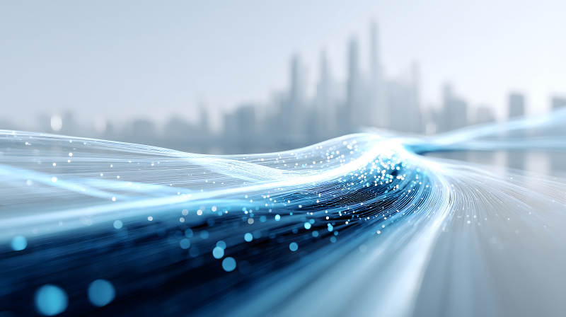 藍色線條流動城市背景-圖片