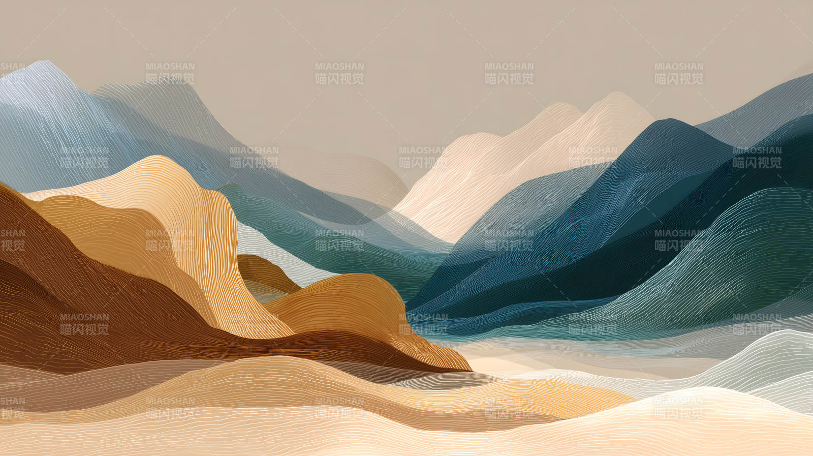 抽象山脈風景藝術畫-圖片