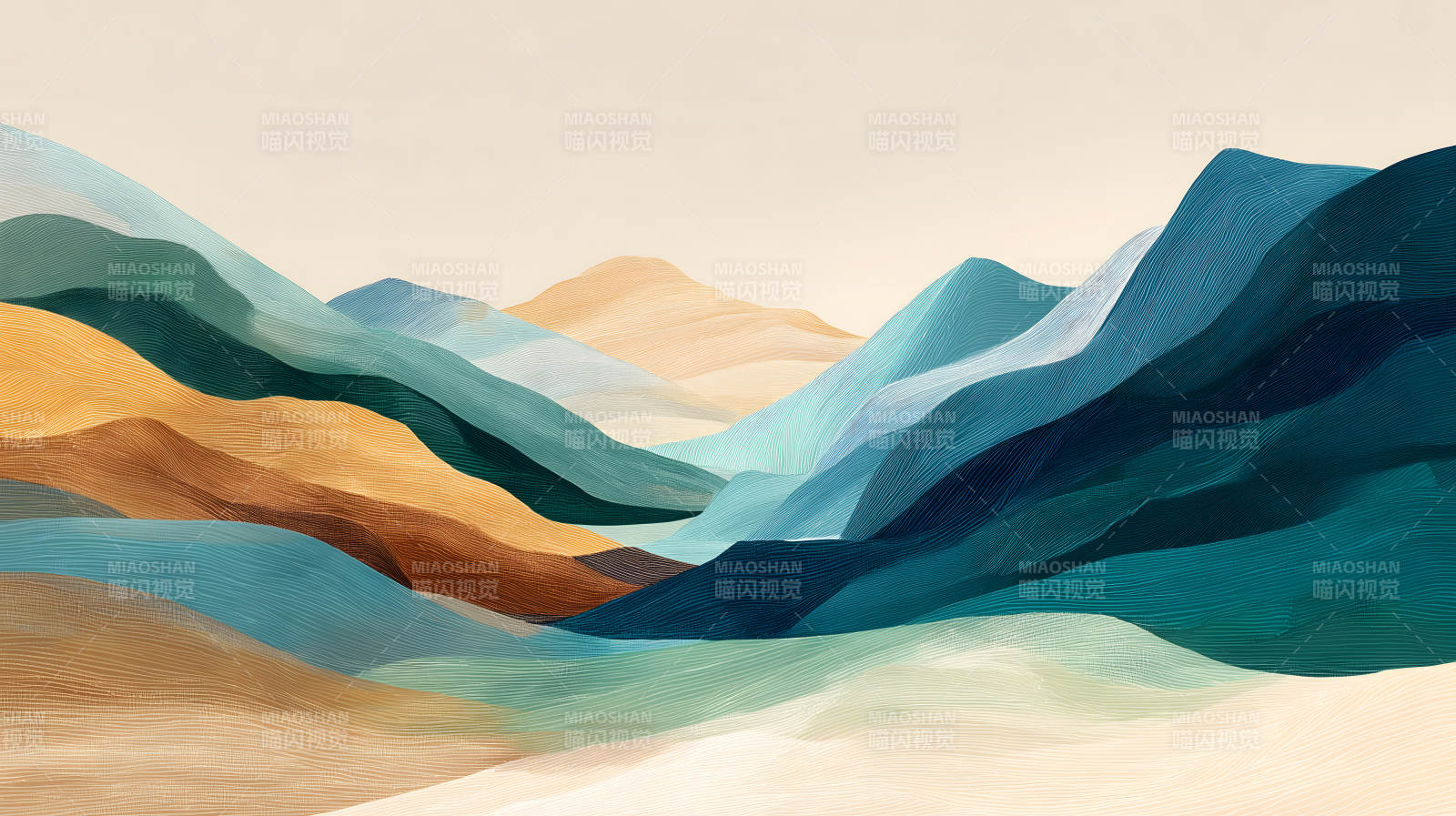 抽象山水画呈现层峦叠嶂的景象-图片