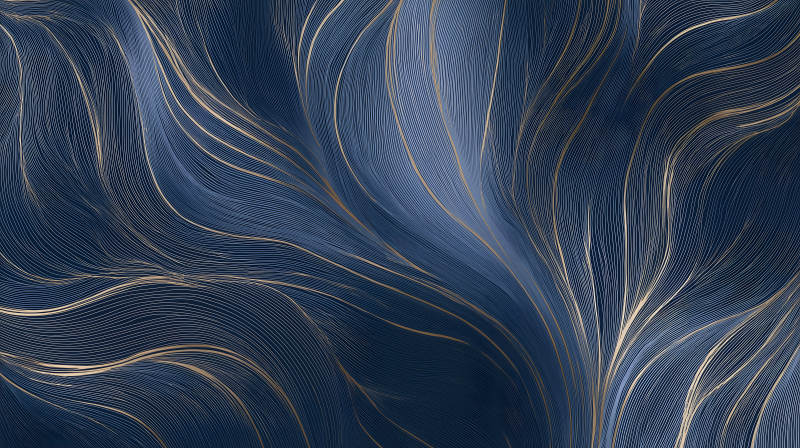 藍金線條流動抽象藝術-圖片
